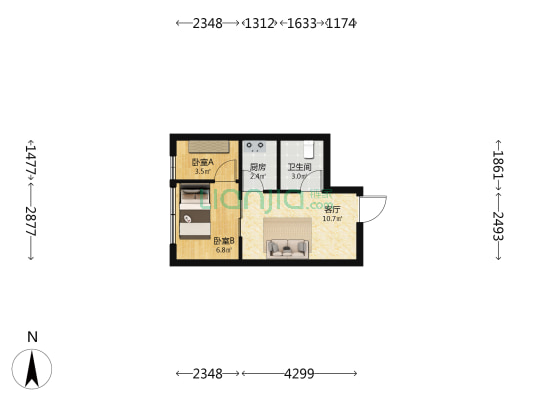 特艺城·天骄 2室1厅1卫 38平方