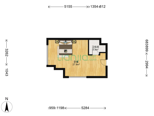 证大喜玛拉雅中心 1室0厅1卫 45平方