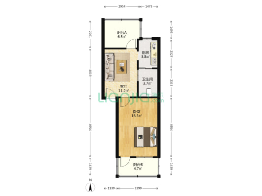 省外事侨办第二宿舍大院 1室1厅1卫 50平方
