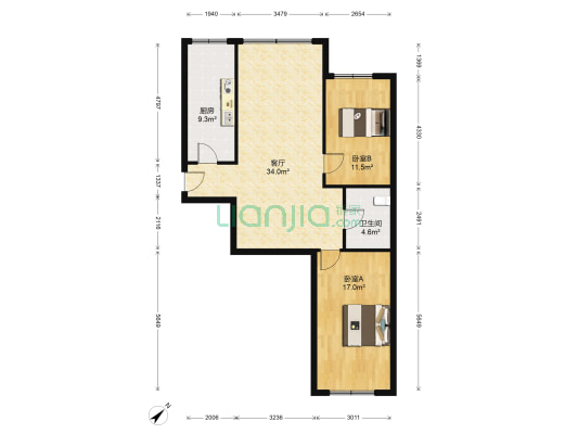 金宝公寓 2室1厅1卫 96平方