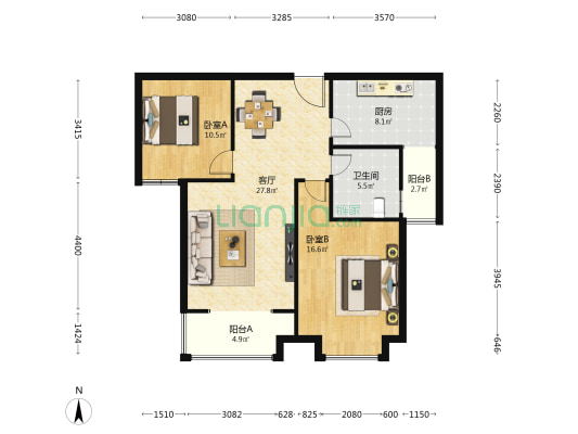荣华碧水蓝庭 2室1厅1卫 101平方