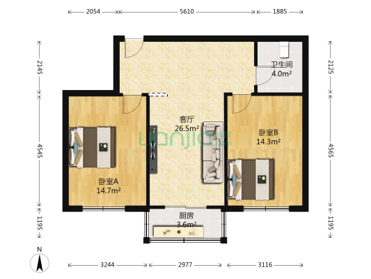 宜兴南里 2室1厅1卫 78平方