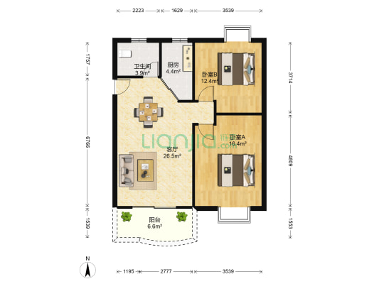 长橡佳园 2室1厅1卫 87平方