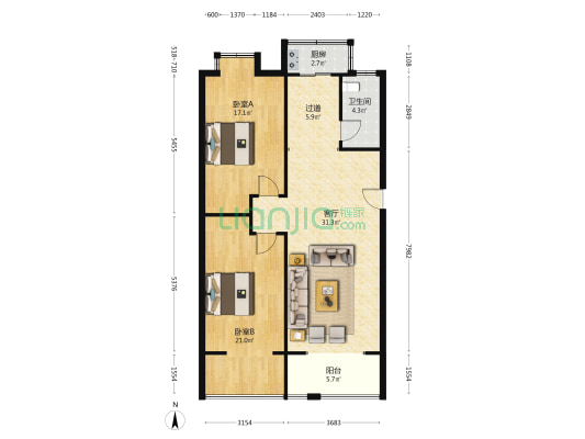 馨秀园北区 2室1厅1卫 101平方