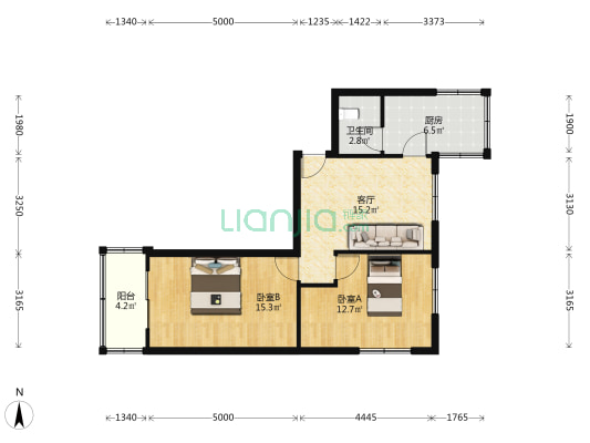 大东关铁路宿舍 2室1厅1卫 67平方