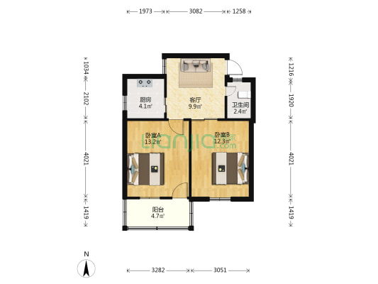 东大商场 2室1厅1卫 53平方