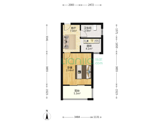 荷花嘉苑 1室1厅1卫 39平方