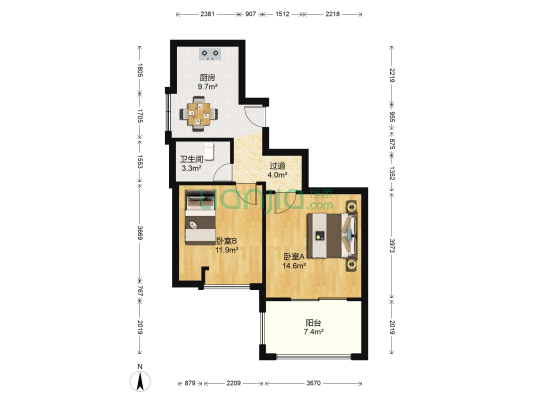阳光凡尔赛宫A区 2室0厅1卫 120平方