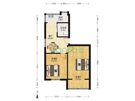 双桥路北社区 2室1厅1卫 58平方