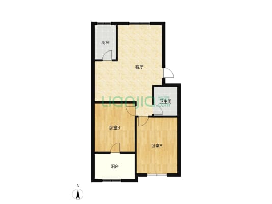 圣惠路 明珠小区地暖两居室 大产 带地下室-户型图