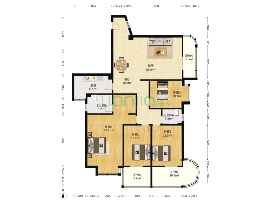 琴亭湖畔 4室2厅2卫 157平方