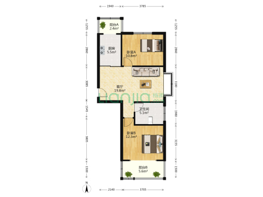多元小区 2室1厅1卫 78平方