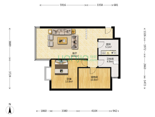 学府雅苑 1室1厅1卫 71平方