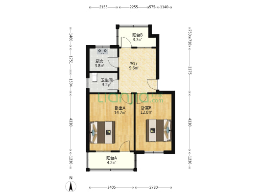 药监局家属院 2室1厅1卫 63平方