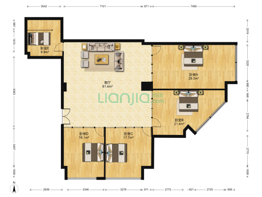 发展大厦 5室1厅0卫 225平方