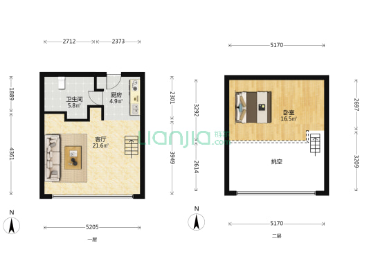 弘润世纪新天地 1室1厅1卫 58平方