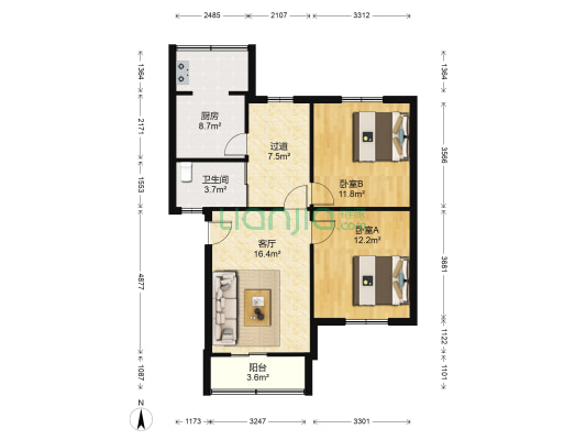 同盛里西区 2室1厅1卫 80平方
