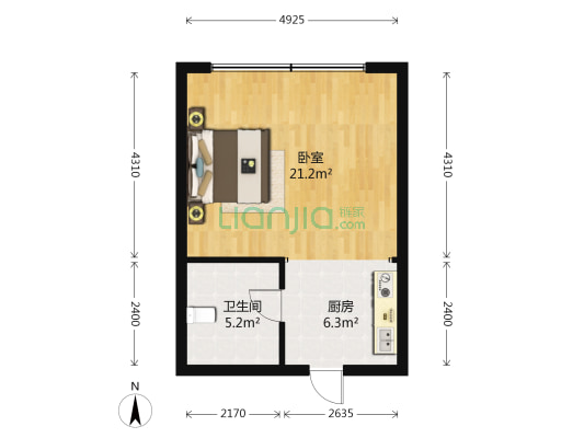 蓝天碧水新世界 1室0厅1卫 45平方
