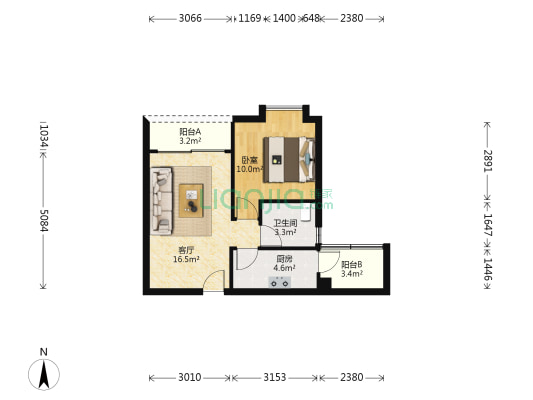 天伦东时区 1室1厅1卫 51平方