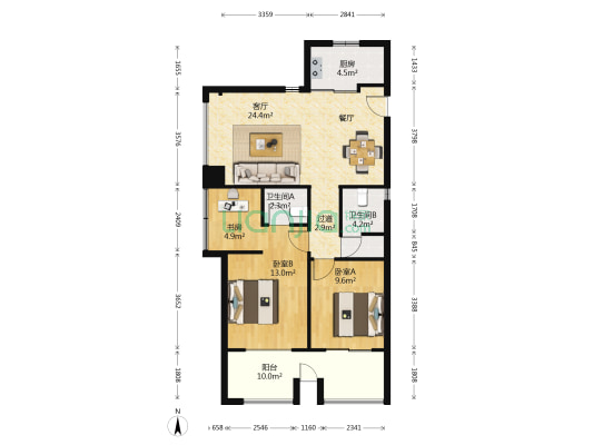 宋都香悦郡 3室1厅2卫 89平方