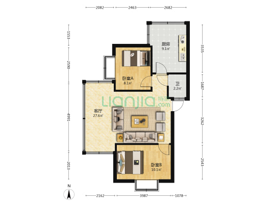 安康路151号 2室1厅1卫 56平方
