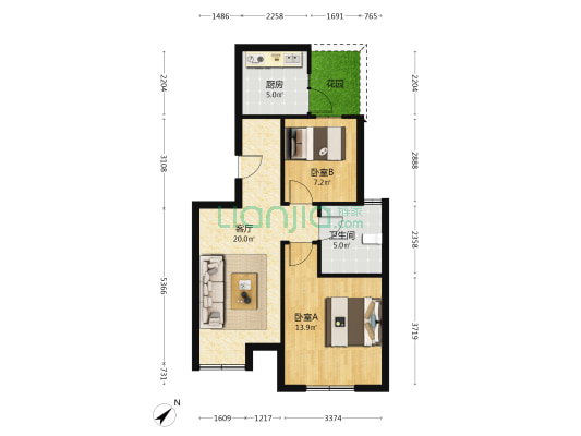 龙祥凤凰城 2室1厅1卫 71平方