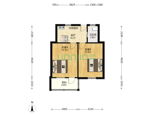 甬港新村 2室1厅1卫 53平方