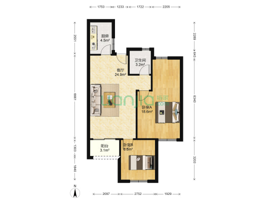 颍新安置区东区 2室1厅1卫 91平方