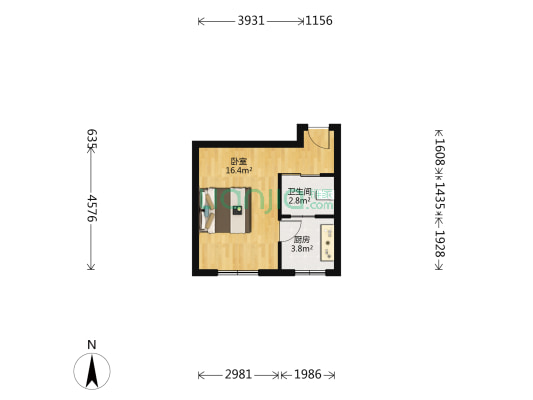 华天明珠张公苑 1室0厅1卫 33平方