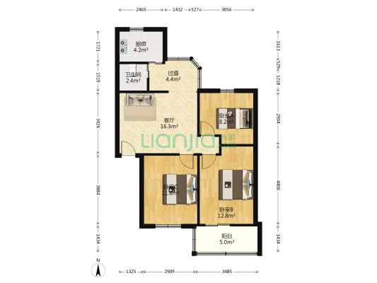 广州商务中心 3室1厅1卫 78平方
