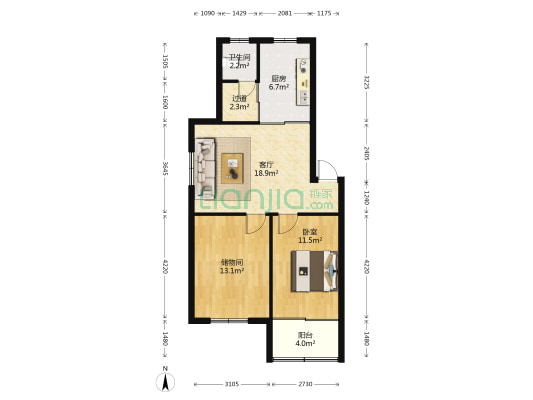 富康园 1室1厅1卫 73平方