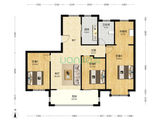 长秀花苑 3室1厅1卫 142平方
