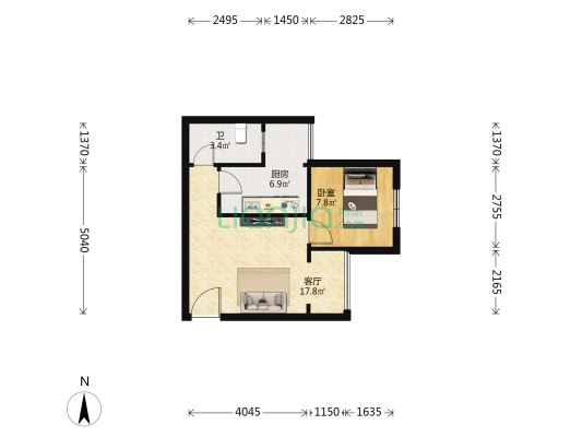 龙王渡小区一期 1室1厅1卫 43平方