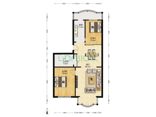 虹桥花园 2室1厅1卫 96平方