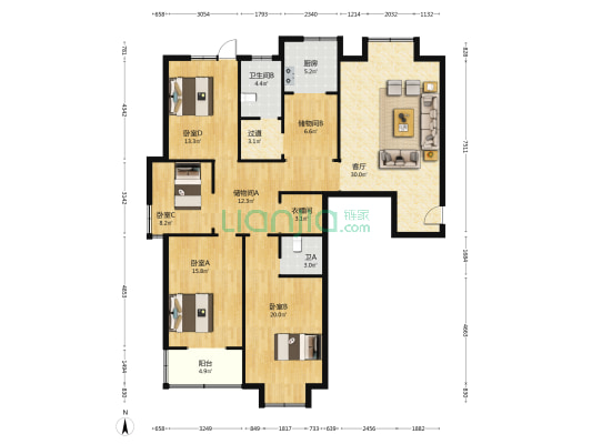 齐润大厦 4室1厅2卫 176平方