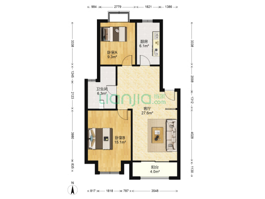 水榭蓝湾 2室1厅1卫 87平方