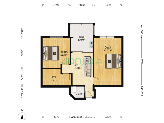 望江新村 3室1厅1卫 73平方