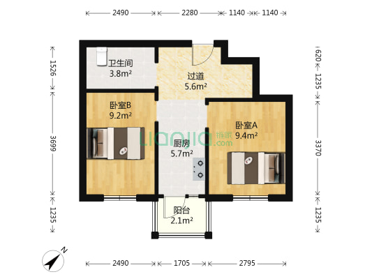 博尚雅居 2室0厅1卫 52平方
