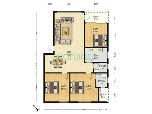 文康路 3室1厅2卫 117平方