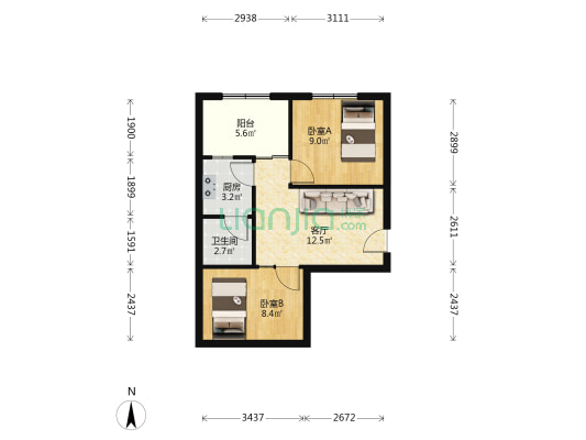 泰然楼 2室1厅1卫 51平方