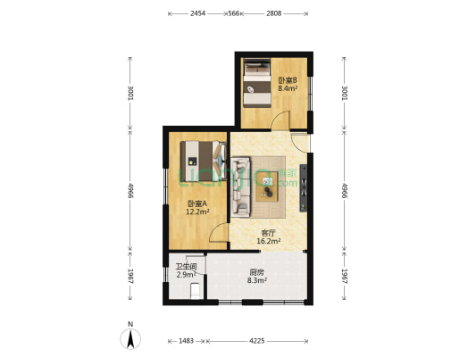 西环路裕兴大厦 2室1厅1卫 67平方