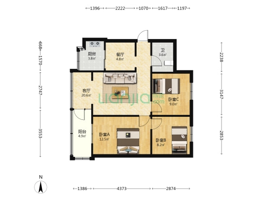 江滨西路7号 3室2厅1卫 66平方