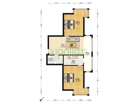 华风海城湾 2室1厅1卫 110平方