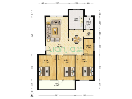 文汇苑 3室1厅1卫 131平方