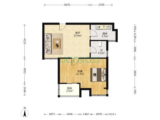 景苑安置房一期（资景苑） 1室1厅1卫 72平方