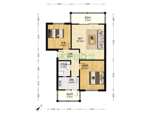 花照壁小区二期 1室1厅1卫 74平方