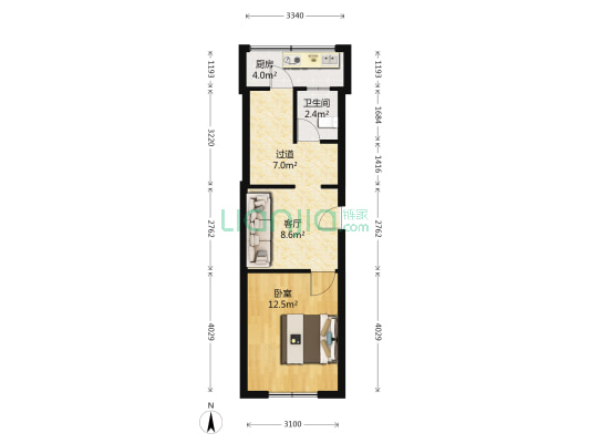 普祥里 1室1厅1卫 45平方