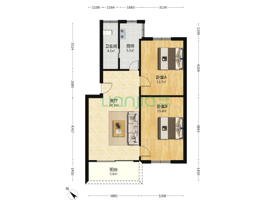 庆槎路183号大院 2室1厅1卫 78平方