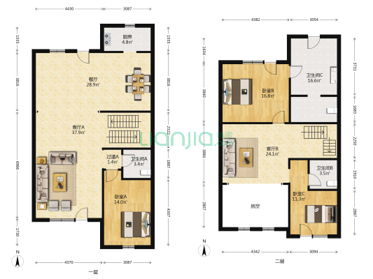 依泉美庐 3室3厅3卫 206平方