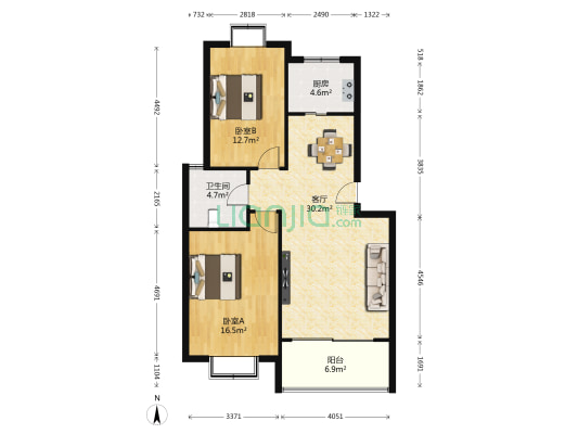 阳光绿苑 2室1厅1卫 89平方